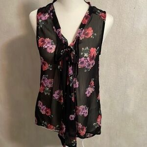 Xhilaration sheer button up sleeveless blouse